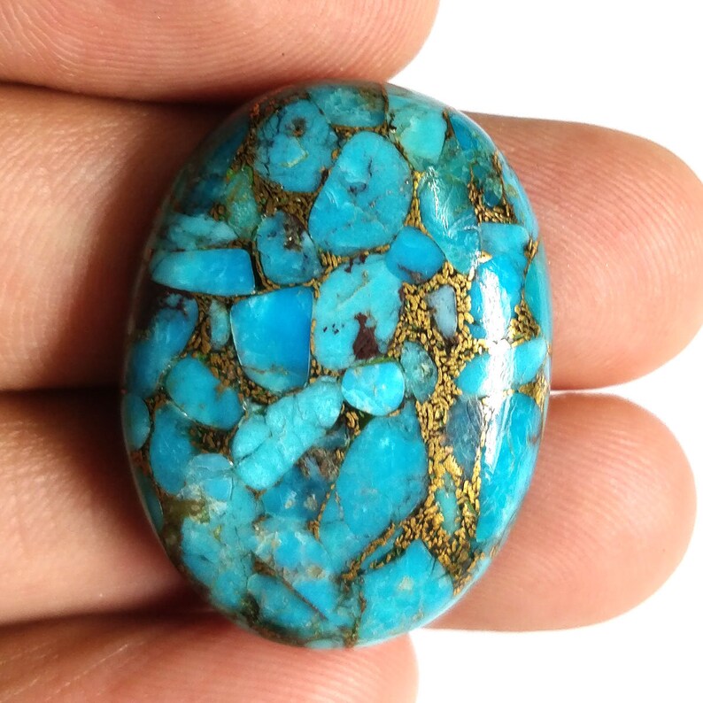 22x30mm Gemstone #AGS5122 40.80 Cts Blue Copper Turquoise Oval Cabochon Gemstone,Fine Quality Natural Copper Turquoise Gemstone for Jewelry
