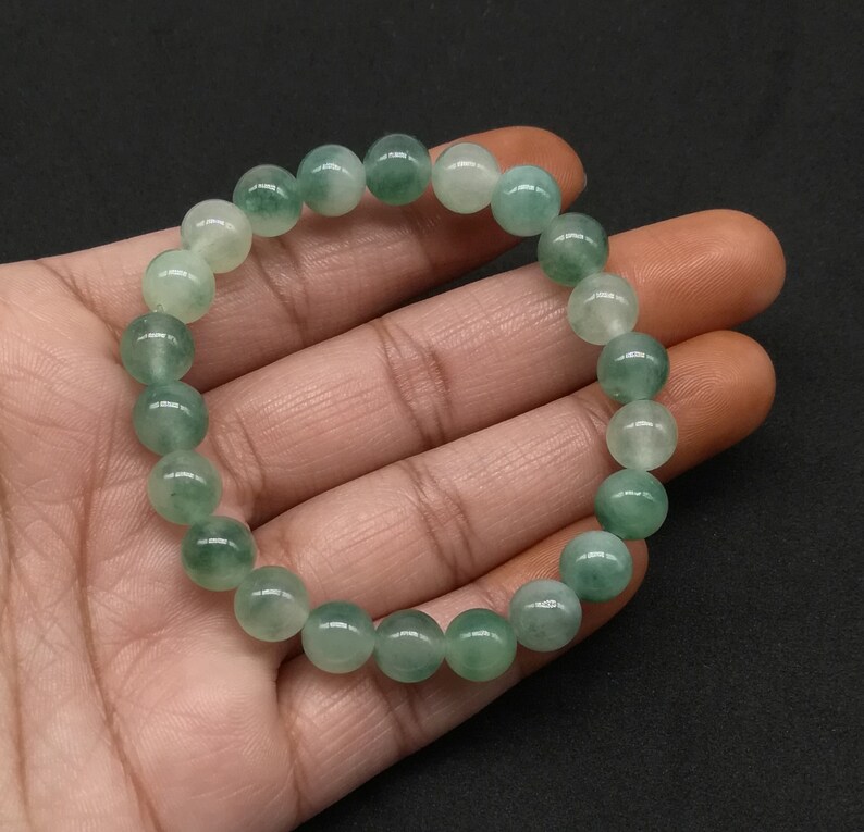 Green Jade Beaded Bracelet Stone Natural Gemstone Meditation Reiki Prayer Love Yoga Gift Rock Chakra Crystal Healing Collection Handmade