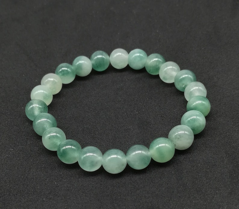 Green Jade Beaded Bracelet Stone Natural Gemstone Meditation Reiki Prayer Love Yoga Gift Rock Chakra Crystal Healing Collection Handmade