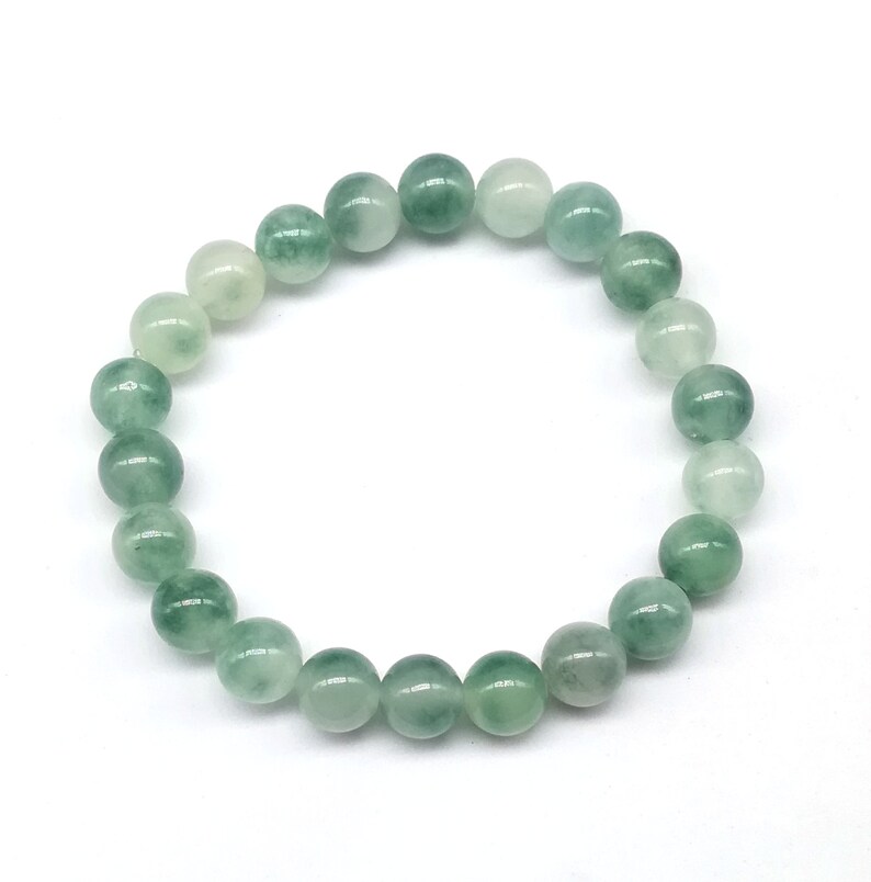 Green Jade Beaded Bracelet Stone Natural Gemstone Meditation Reiki Prayer Love Yoga Gift Rock Chakra Crystal Healing Collection Handmade