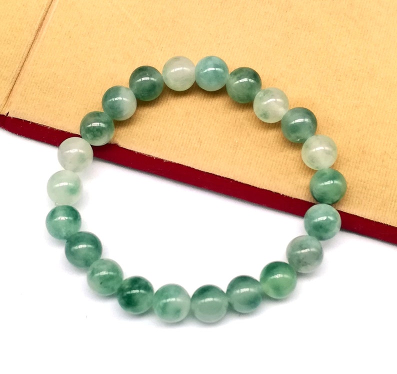 Green Jade Beaded Bracelet Stone Natural Gemstone Meditation Reiki Prayer Love Yoga Gift Rock Chakra Crystal Healing Collection Handmade