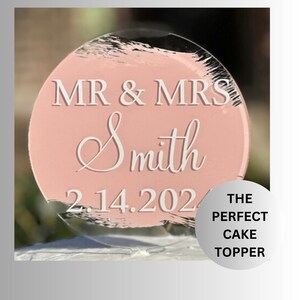 Engagement Cake Topper, 5&quot; Acrylic Cake Topper , Personalized Cake Topper, Couples Cake, Custom Cake Topper