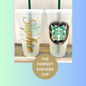 Chicken Cup, Personalized Chicken Tumbler With Your Name, Chicken Gift, Starbucks 24 Oz Cold Cup With Lid & Straw