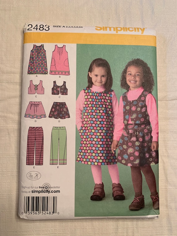 Simplicity Girls Sewing Pattern 1075 Vintage Style 1950s Pinafore Dresses ...