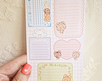 Kawaii Cute Journaling Bujo To-Do List Bears Stickers Sheet