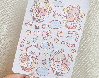 Kawaii Cute Pastel Dreamy Cupcake Stickers Sheet