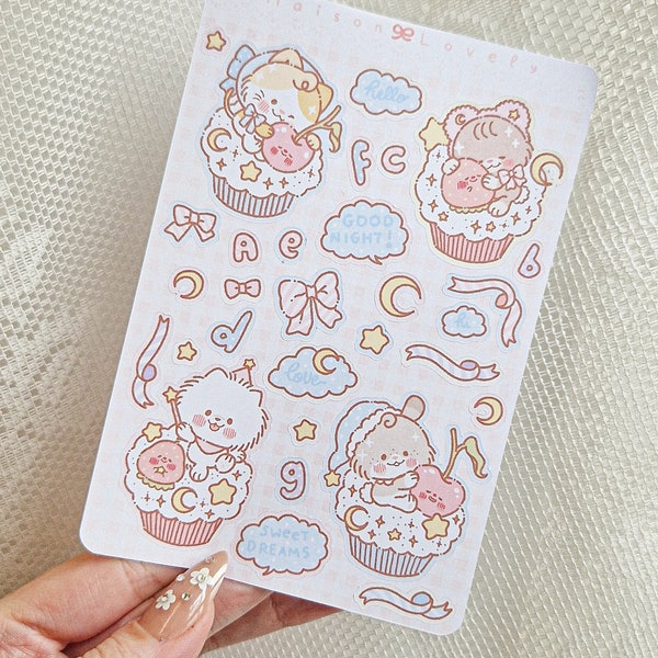 Kawaii Cute Pastel Dreamy Cupcake Stickers Sheet