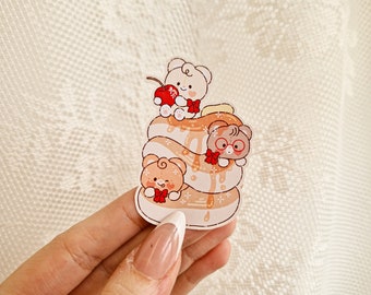 Teddy Bear Sweets Pancakes Cherry Die Cut Stickers