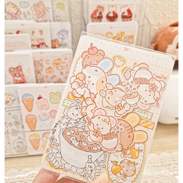 Bundle Oops Bag Kawaii Cute Teddy Bear Stickers