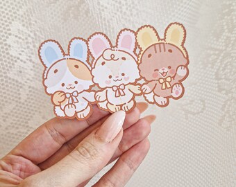 Kawaii Cute Bunny Dress Up Teddy Bear Die Cut Stickers