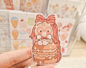 Kawaii Cute Teddy Bear Ribbon Chocolate Biscuits Die Cut Stickers