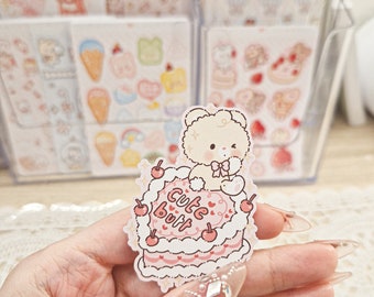 Kawaii Cute Teddy Bear Sweet Cream Cake Bento Cut Stickers