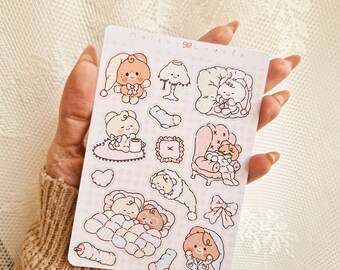 Kawaii Cute Baby Sleepy Nap Time Lullaby Pastel Stickers Sheet