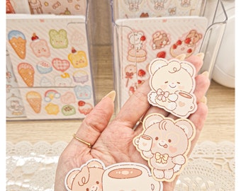 Kawaii Cute Teddy Bear Drink Caffeine Coffee Tea Chocolate Die Cut Stickers