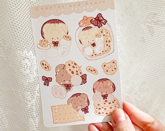 Cookies Biscuit Kawaii Cute Teddy Bears Stickers Sheet