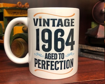 Vintage Aged to Perfection Coffee Mug, Birthday Present, Over 50 Present, 40th , 50th, 60th, 70th