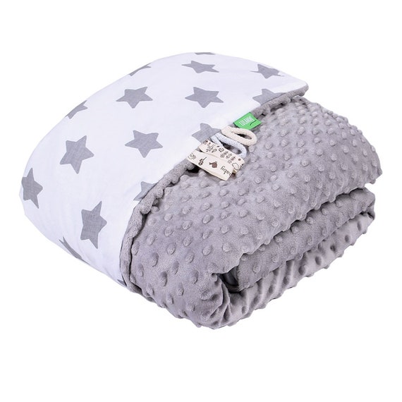 Stars Kuschelige Farbe: Baumwolle aus und 100x140 Babydecke LULANDO cm. Ihr Grey Baby. Kuscheldecke Grey Lieblingsdecke Super flauschig. White für / Krabbeldecke 100% weich