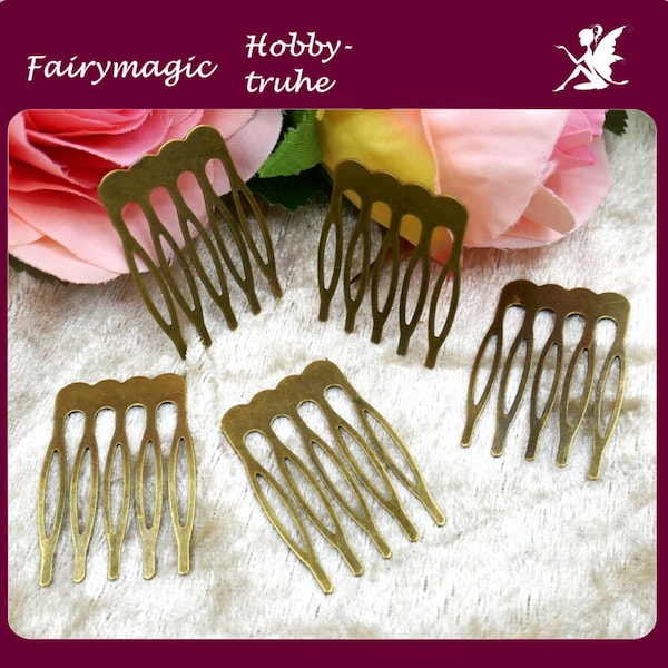 10 / 30 or 50 fine hair combs 5-pointed bronze 39 x 26 mm