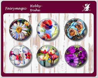 BEAUTIFUL FLOWERS (No.4) motif cabochon glass cabochons handmade
