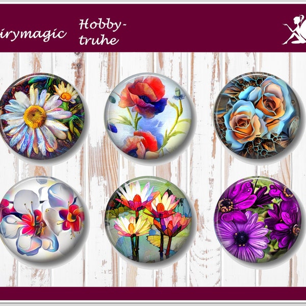 BEAUTIFUL FLOWERS (No.4) motif cabochon glass cabochons handmade