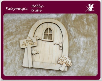 Kit de bricolage de porte Gnome 6 pièces en bois 13 x 10 cm porte de forêt féerique porte d'elfe fantaisie