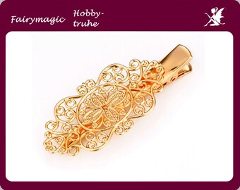 Large Hair Clamp durable Plaqué Floral 14K Plaqué Or 62x28x9mm