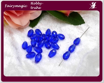 from 0,08 EUR/piece 20 or 50 glass ship beads drops blue faceted 11 x 7 mm