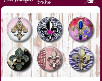 FLEUR DE LIS motif cabochon cabochons en verre fait main