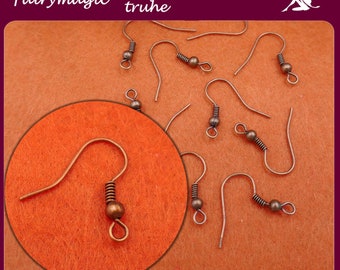 100 or 300 ear hooks / fish hooks copper-colored