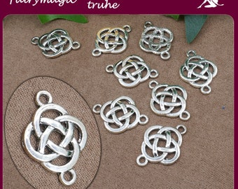 10 pendentifs noeud celtique couleur argent vieilli 24 x 19 mm