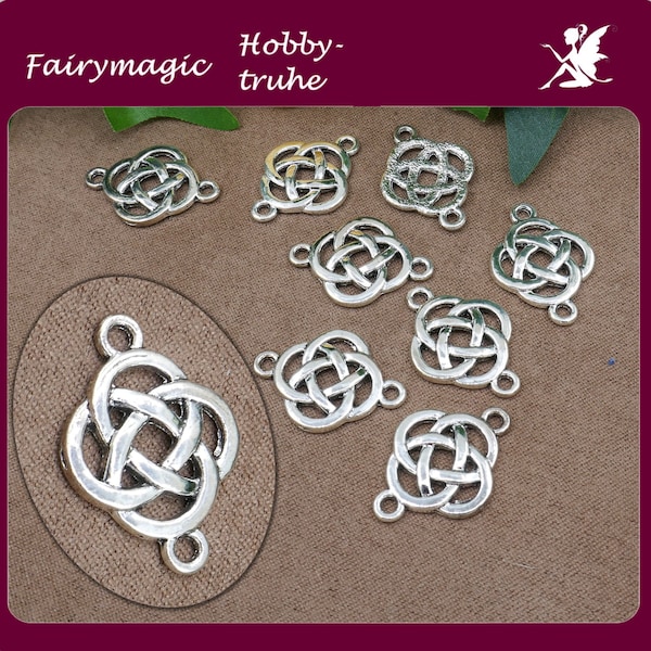 10 pendants Celtic knot old silver colored 24 x 19 mm