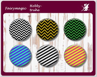 WAVES AND STRIPES motif cabochon glass cabochons handmade