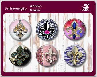 FLEUR DE LIS Motif Cabochon Glass Cabochons handmade