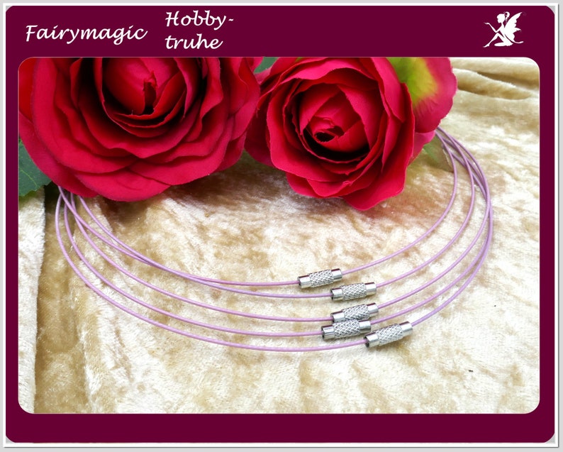5 chokers made of stainless steel, old pink coloured, with screw cap image 1