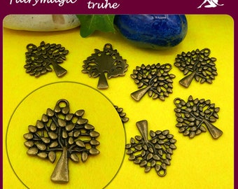 10 ou 30 pendentifs arbre couleur bronze 29 x 24 mm