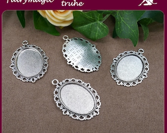 10 ou 30 sertis pour cabochons 18 x 25 mm en argent vieilli