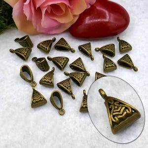20 Anhängerschlaufen Collierschlaufen bronzefarben Metall