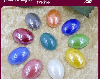 20 shiny opaque porcelain cabochons 13 x 18 mm in 10 colors