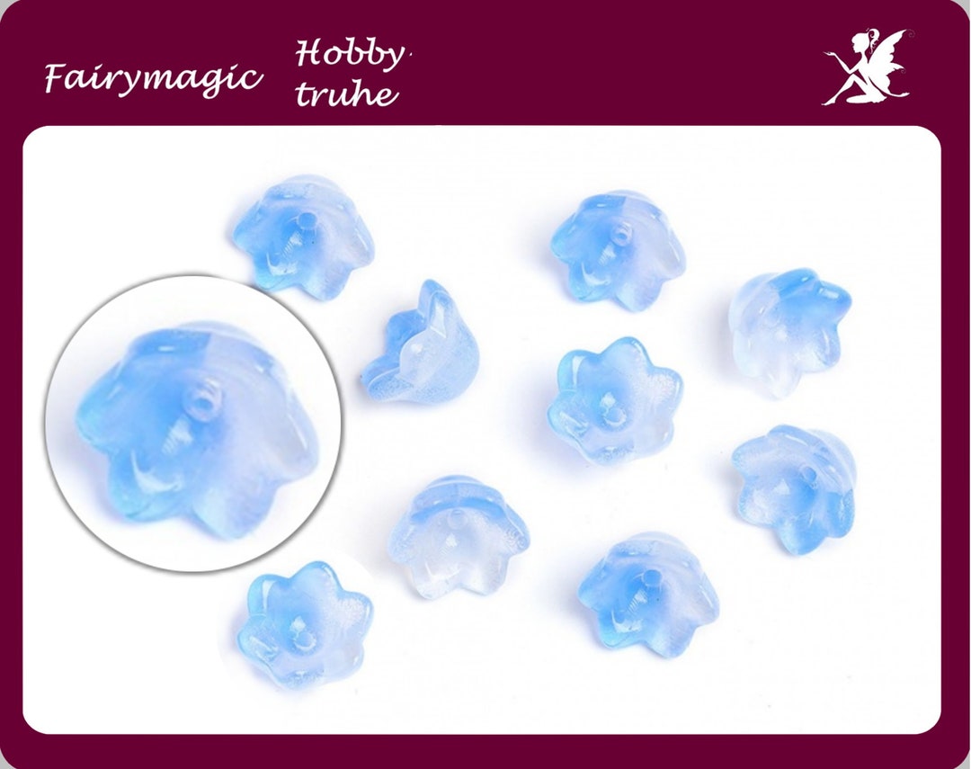 10 Murano Glass Bead Caps Flowers Light Blue With Gradient 10 Etsy