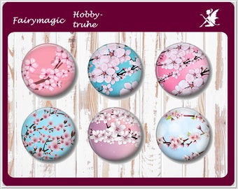 CHERRY BLOSSOM motif cabochon glass cabochons handmade