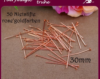 50 Nietstifte 30mm rose'goldfarben Stärke 0,8mm