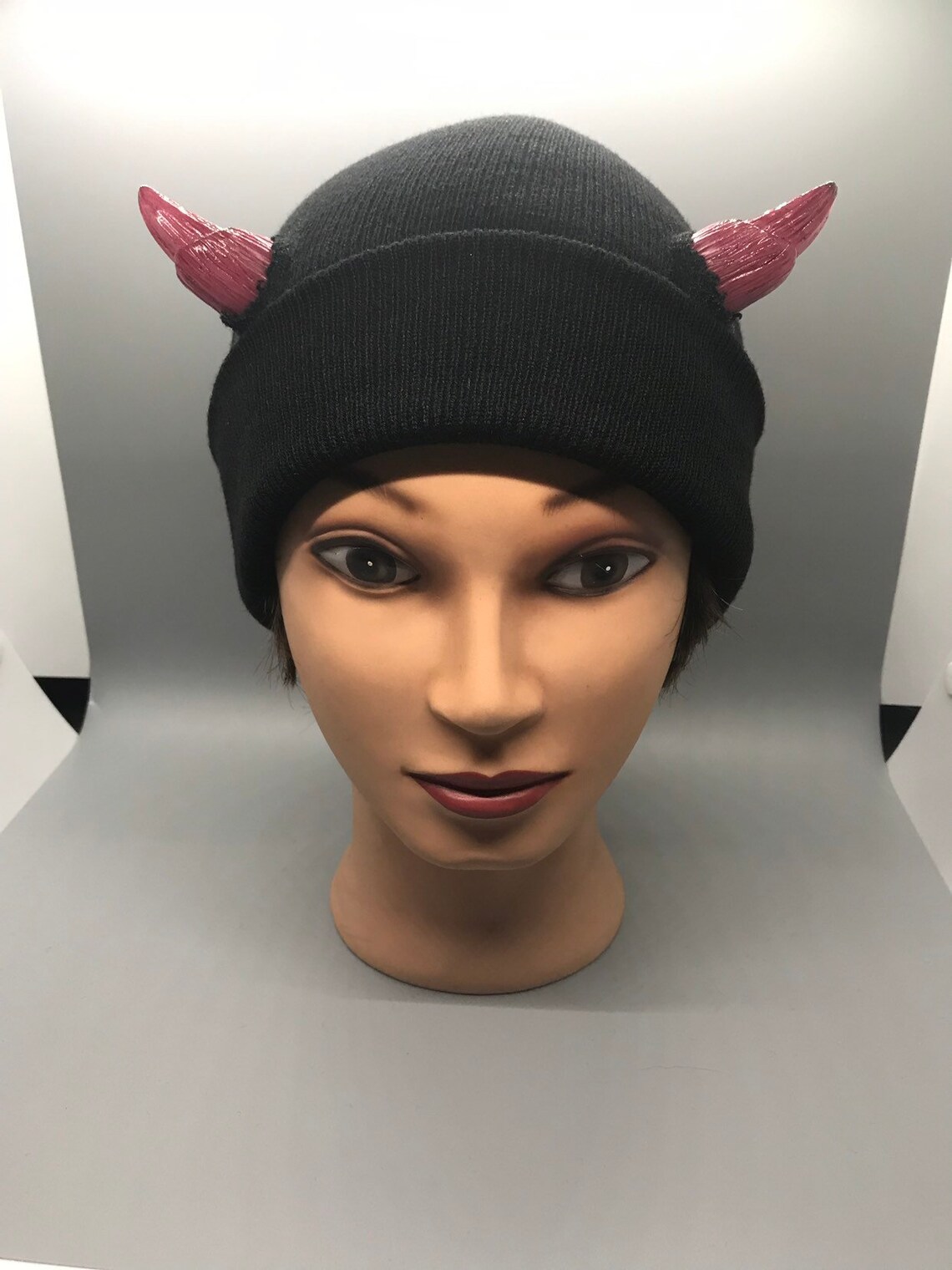 Red Horned Hat Beanie Demon Devil Creature Etsy