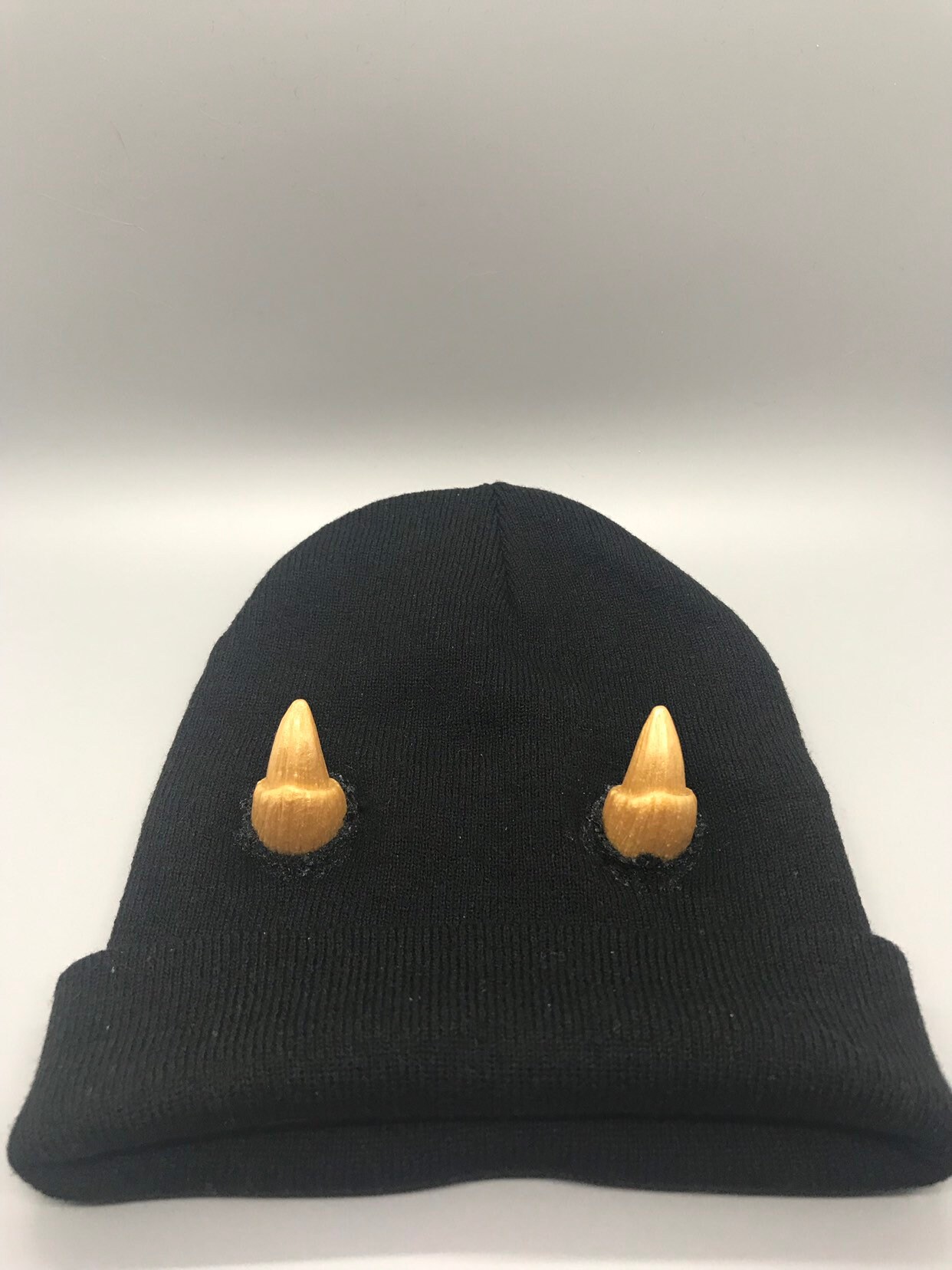 Gold Horned Hat Beanie Demon Devil Creature Etsy Canada