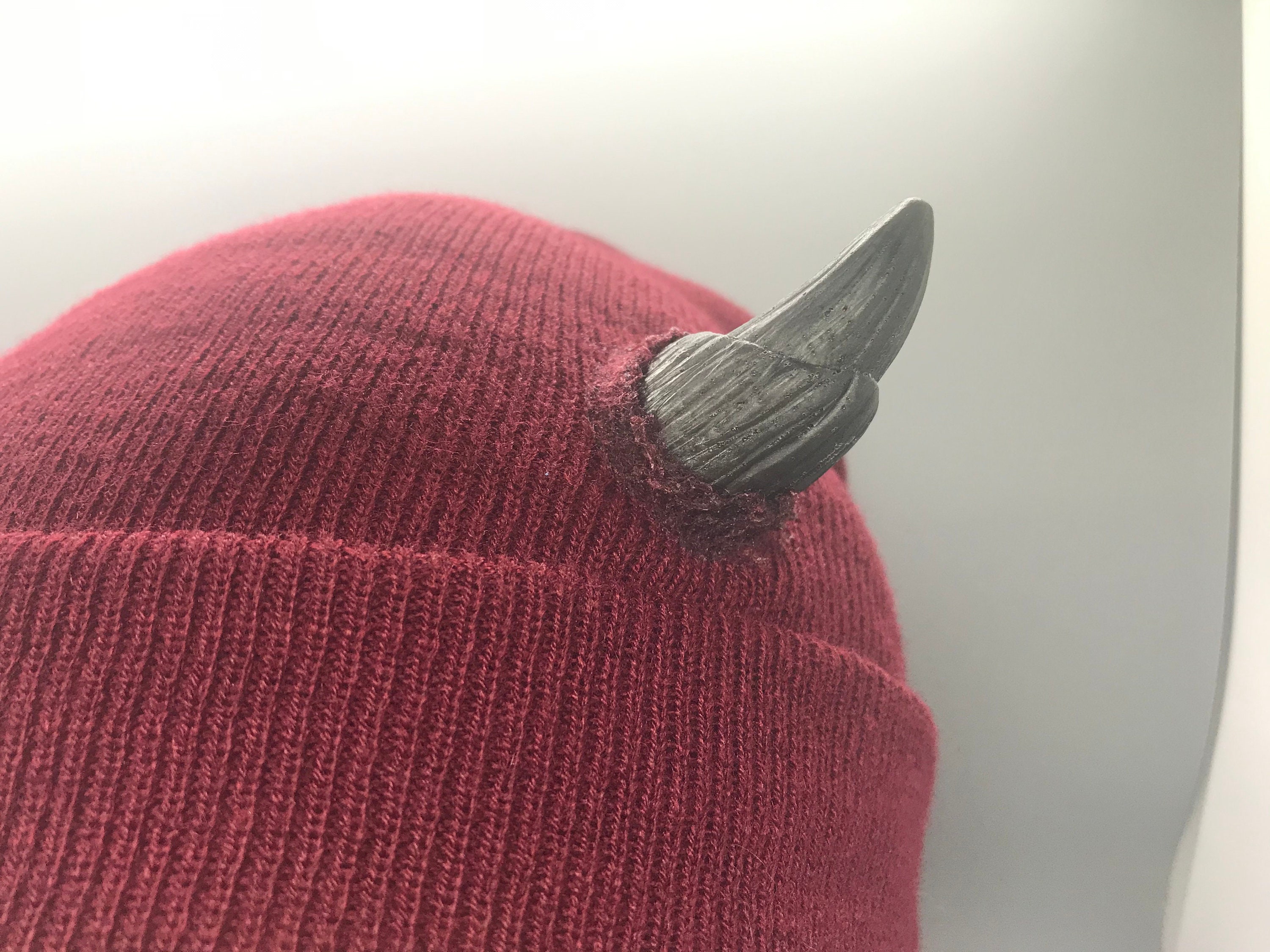 Gun Metal Dark Grey Horned Hat Beanie Demon Devil Creature Etsy