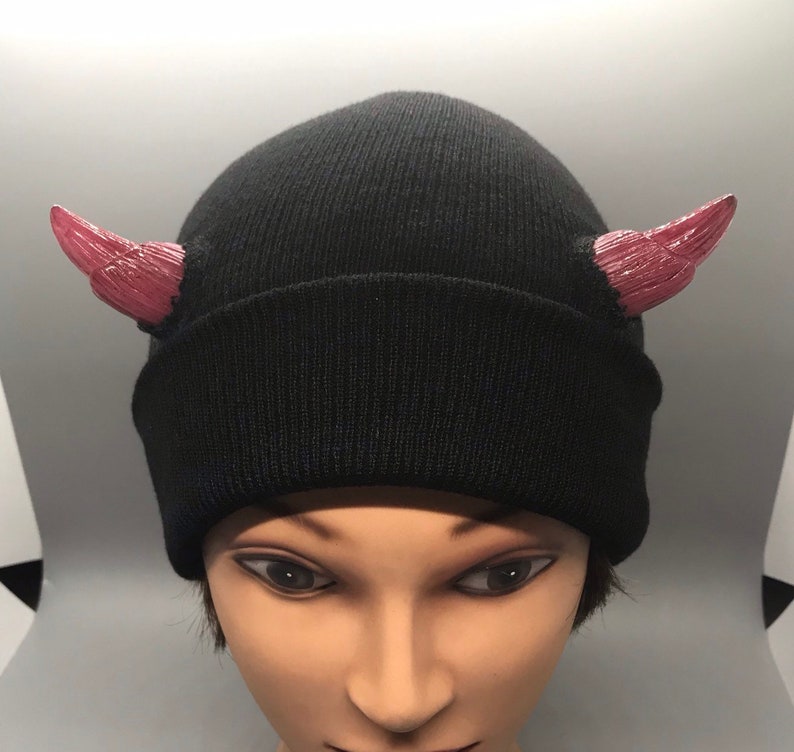 Red Horned Hat Beanie Demon Devil Creature Etsy