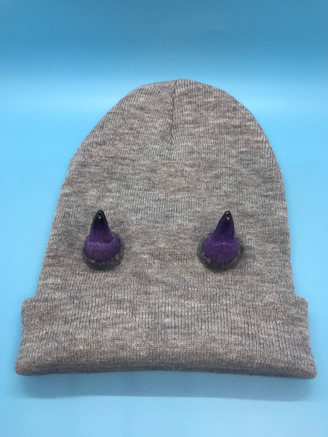 Purple Horned Hat Beanie Demon Devil Creature Etsy