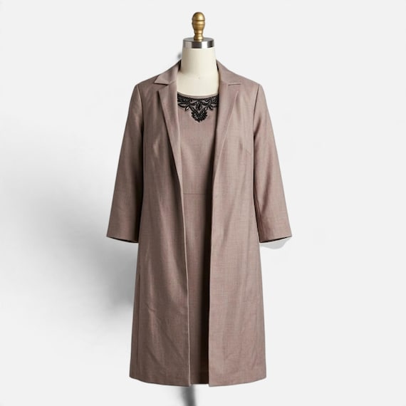 Vintage 1960s Silk Taupe Dress and Jacket