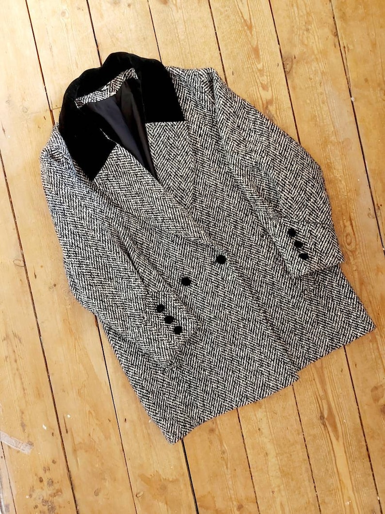 Laure 1980s Black & White Wool Coat Modern size 12 image 1