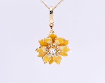 Juicy Couture Yellow Chrysanthemum Pendant, Necklace Charm, Bag Accessory