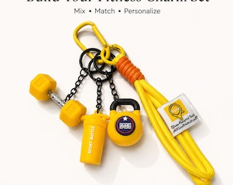 Build Your Own Fitness Bag Charm Set, Gym Bag Keychain, Workout Charm Gift